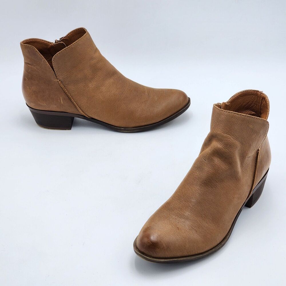 Lucky Brand Banterr Brown Leather Ankle Boots Size 9